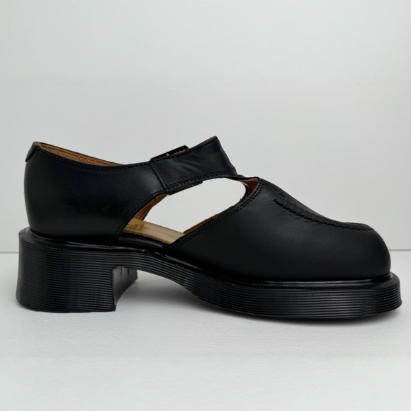 Vintage Dr. Martens England 90s Greasy Black Jazz Heel T Bar MIE Mary Janes UK 5 - Picture 6 of 15